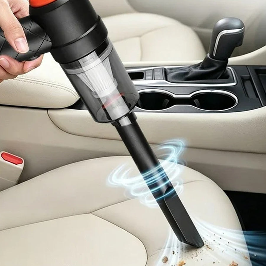 Jetdustly vacuuming a car seat